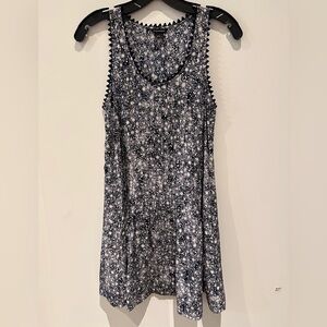 Club Monaco Silk Navy and White Floral Dress